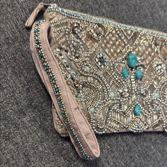 Beaded Evening Bag Embellished Clutch with Wristlet - Picture 3 of 7